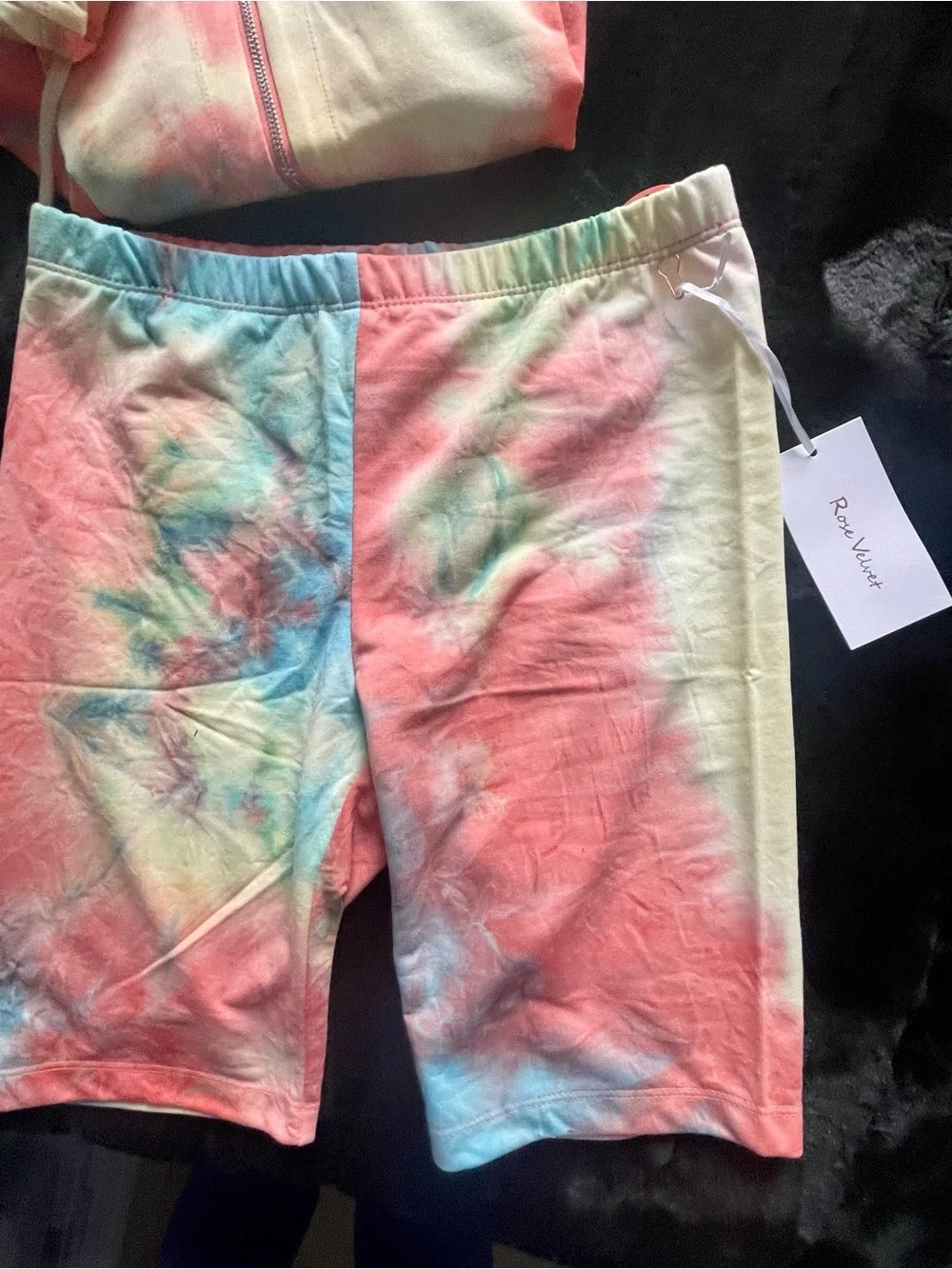 Rose Velvet Tie Dye Hoodie & Shorts Lounge Set  NWT Sizes S-L, 1X-3X
